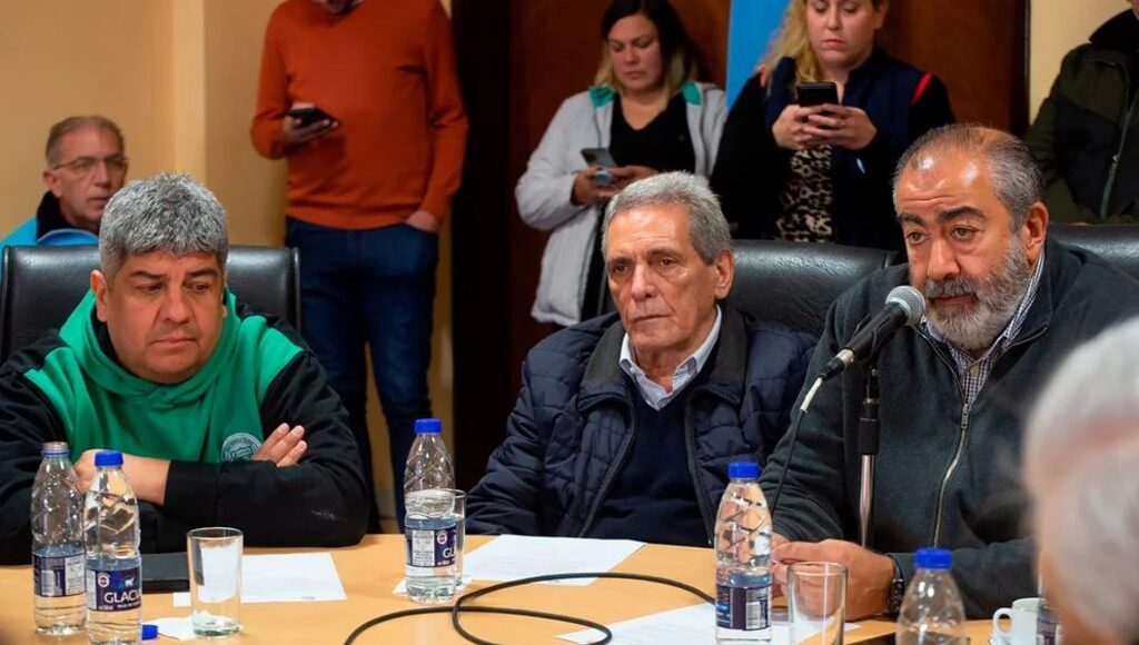 Pablo Moyano, Carlos Acuña y Héctor Daer, en la última reunión del Consejo Directivo de la CGT.