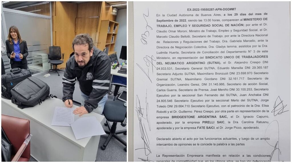 En la madrugada de este viernes finalmente el titular del SUTNA, Alejandro Crespo, firmó el acuerdo.